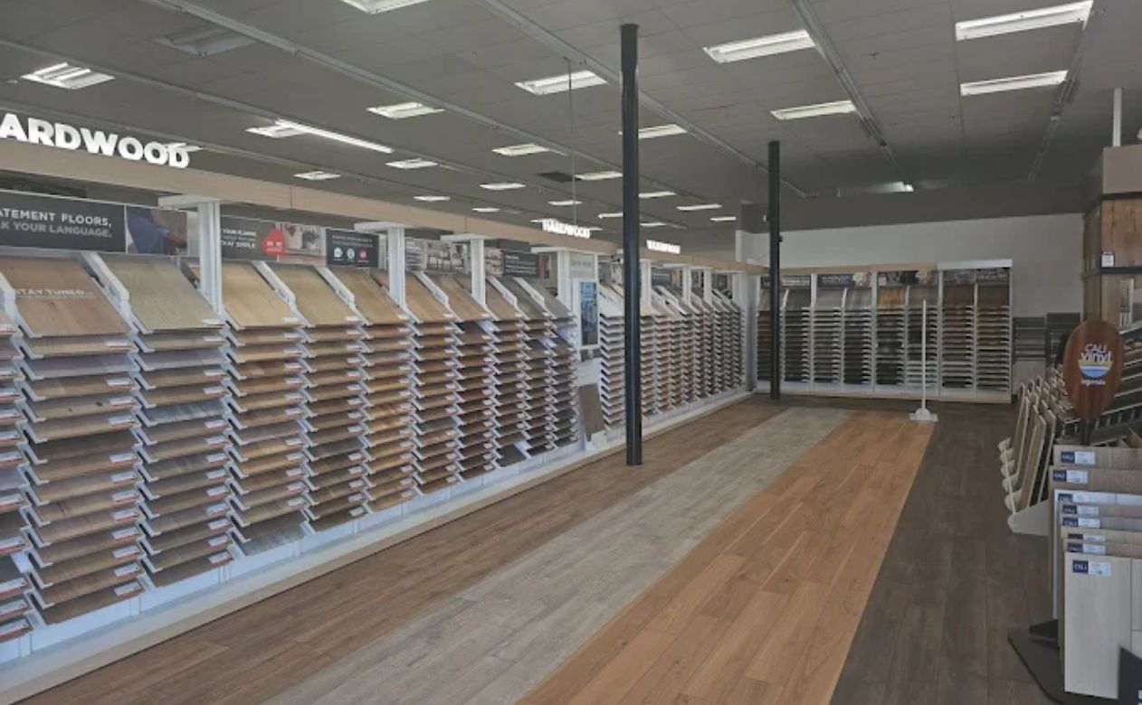 Carr's Flooring America showroom interior hardwood flooring display